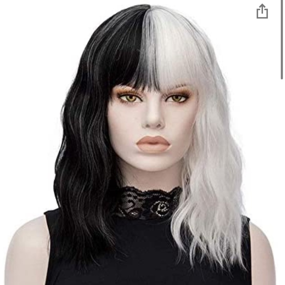 Cruella devil black and white wig brand new !